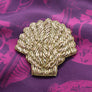 Hand Embroidered Shell Brooch