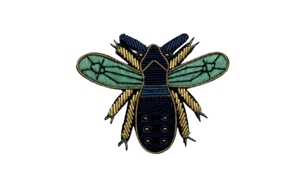 Blue Beetle Embroidered Brooch