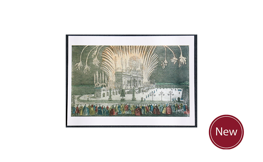 Décoration du feu d’artifice tiré à Londres en rejouissance de la paix en 1763: Georgian Illuminations postcard
