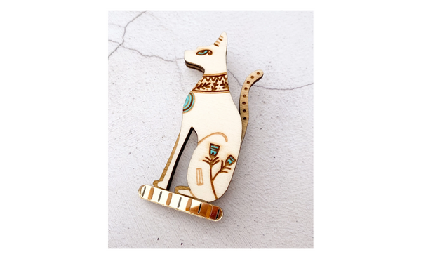 Egyptian Cat Statue Brooch