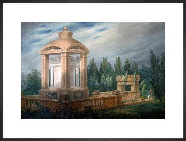 Perspective design showing the Soane family tomb in an imaginary landscape.
