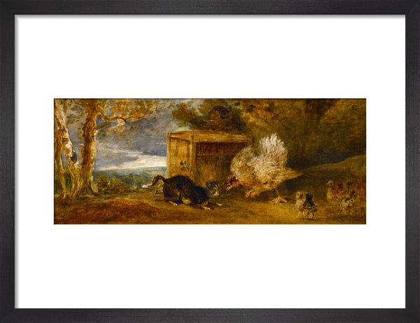 A Hen Defending Her Chickens from the Attack of a Cat