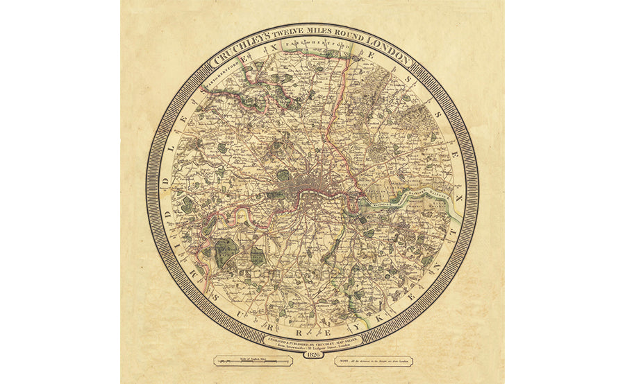 Twelve Miles Around London 1826 Map