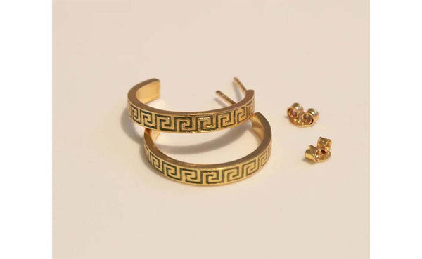 Greek Meander Hoop Earrings