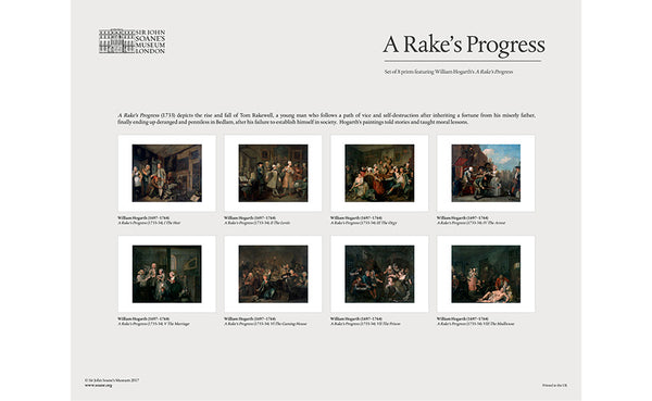 'The Rake's Progress' by William Hogarth Set of Eight Prints