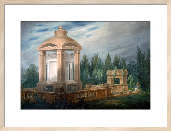 Perspective design showing the Soane family tomb in an imaginary landscape.
