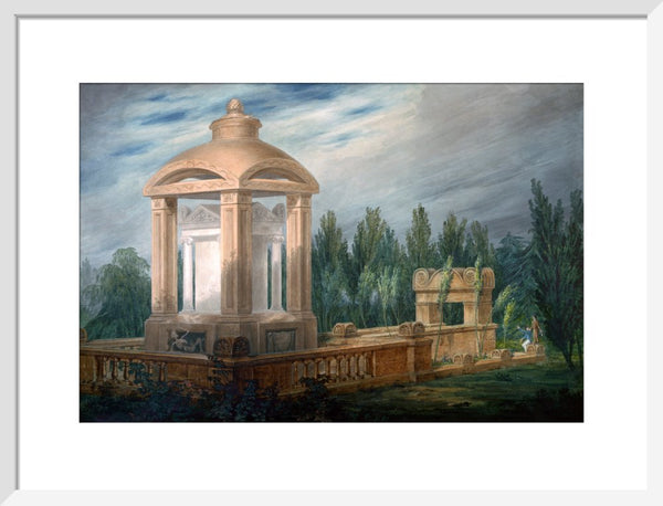 Perspective design showing the Soane family tomb in an imaginary landscape.