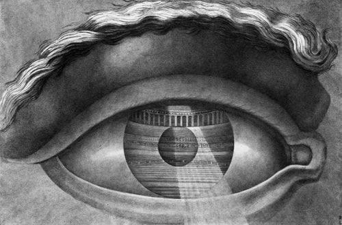 The Interior of the Theatre at Besancon Reflected in the Pupil of an Eye, 1804