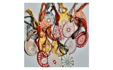 Two Dozen Eggs paper decorations