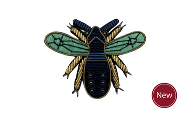 Blue Beetle Embroidered Brooch