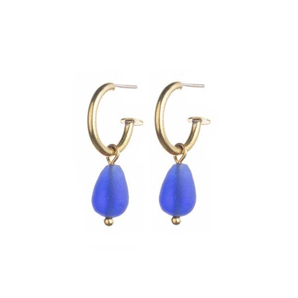 Blue Bead Hoops