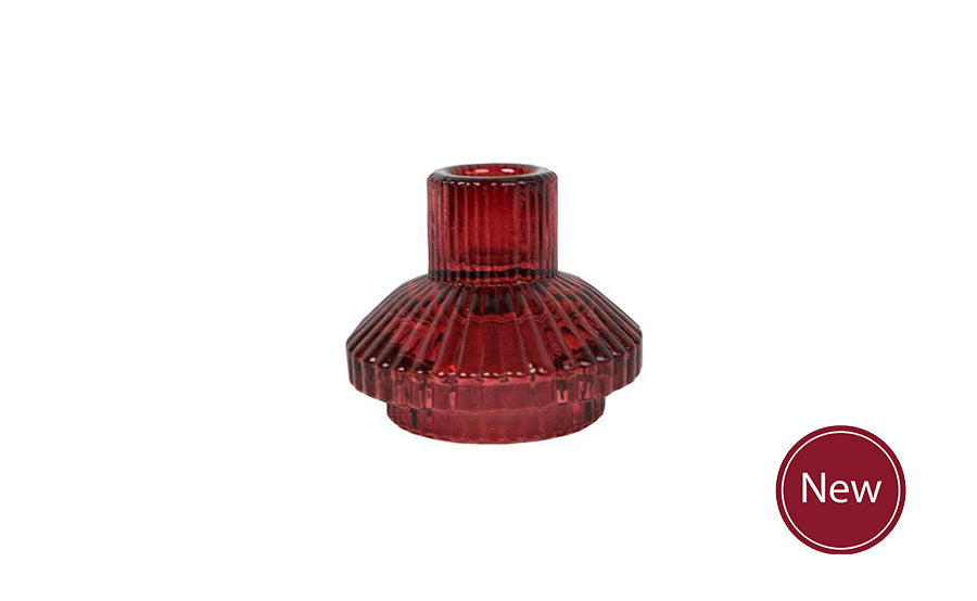 Burgundy Red Glass Candle Holder