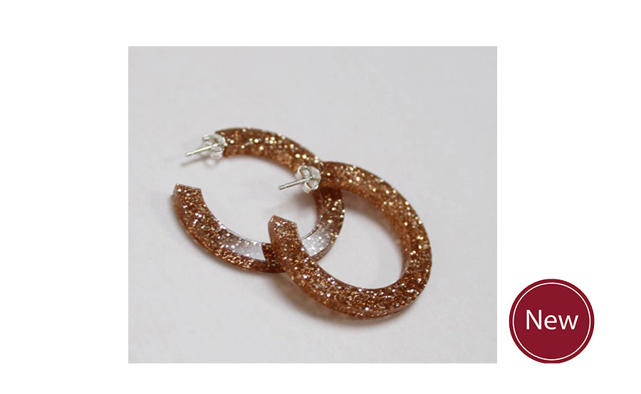 Gold Glitter Perspex Hoop Earrings