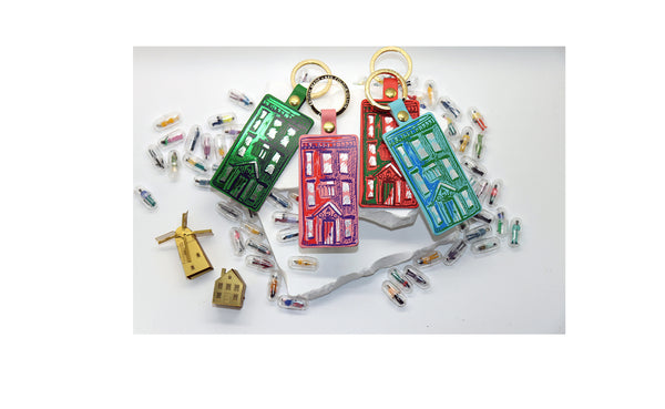 Colourful House Leather Key Fob