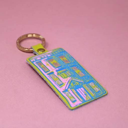 Colourful House Leather Key Fob