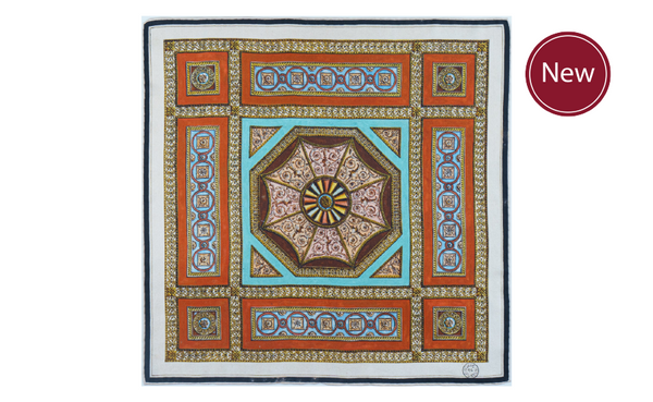 Manocchi Pink & Indian Red Scrolling Hearts Pocket Square