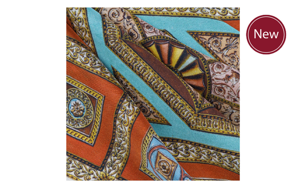 Manocchi Pink & Indian Red Scrolling Hearts Pocket Square