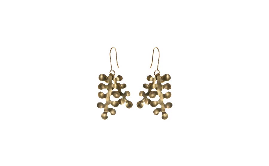 Brass Seaweed Bubble Earrings