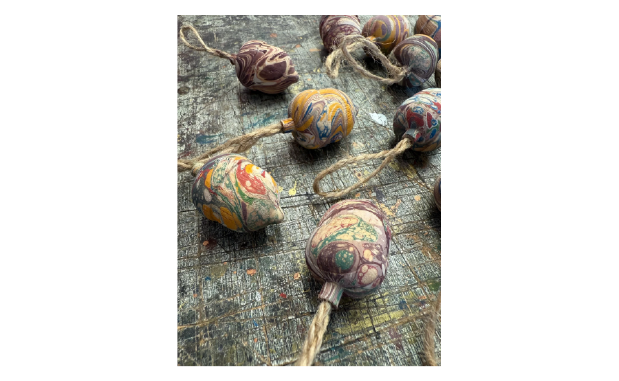 Hand-marbled Acorn Bauble