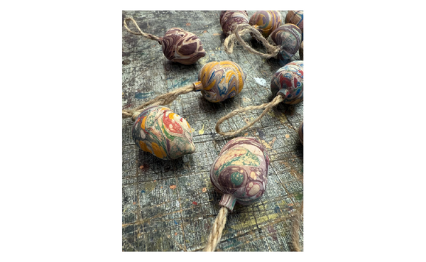 Hand-marbled Acorn Bauble