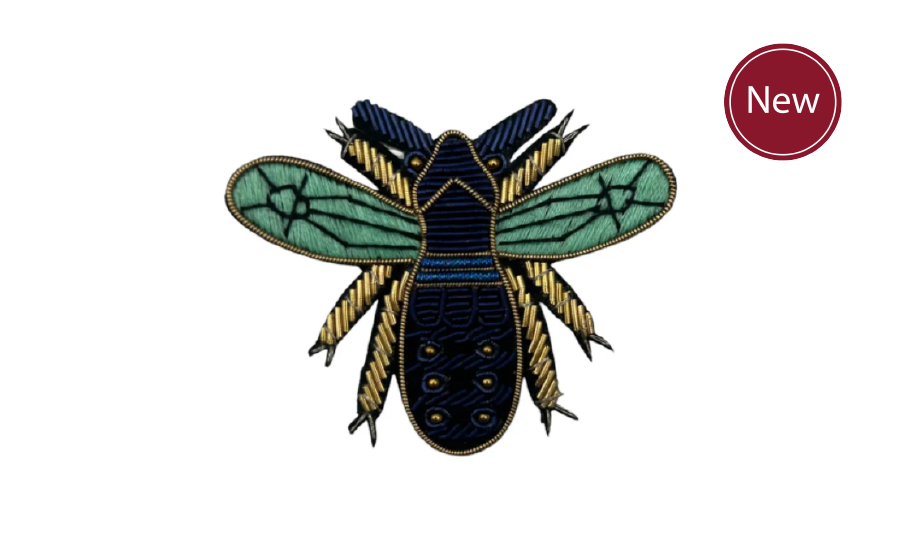 Blue Beetle Embroidered Brooch