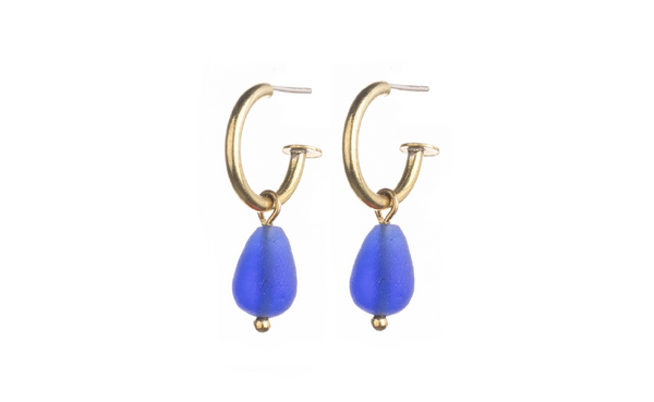Blue Bead Hoops