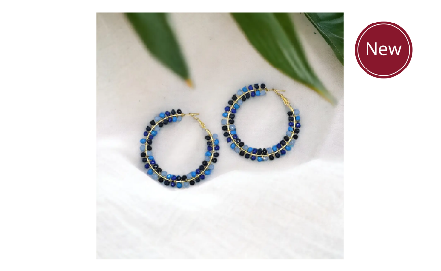 Blue Ombre Beaded Hoops