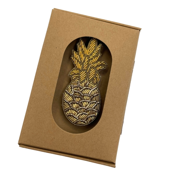 Hand Embroidered Pineapple Brooch