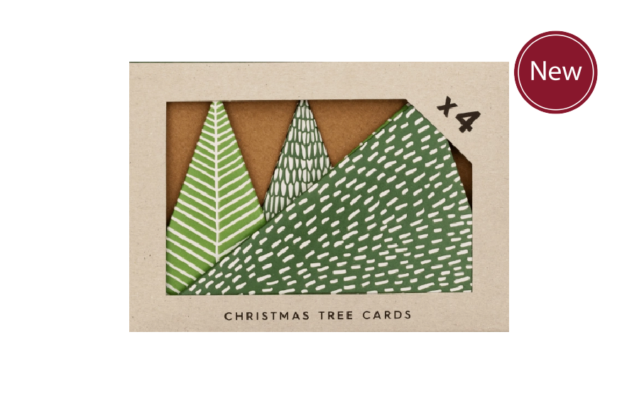 Pack of 4 Christmas cards: Christmas Trees