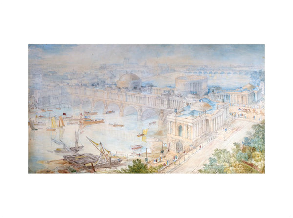 Bird's-eye view of [John Soane's] design for a Triumphal Bridge