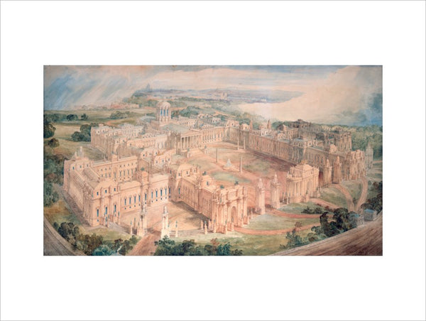 Bird's-eye view of [John Soane's design for] a Royal Palace for Green Park