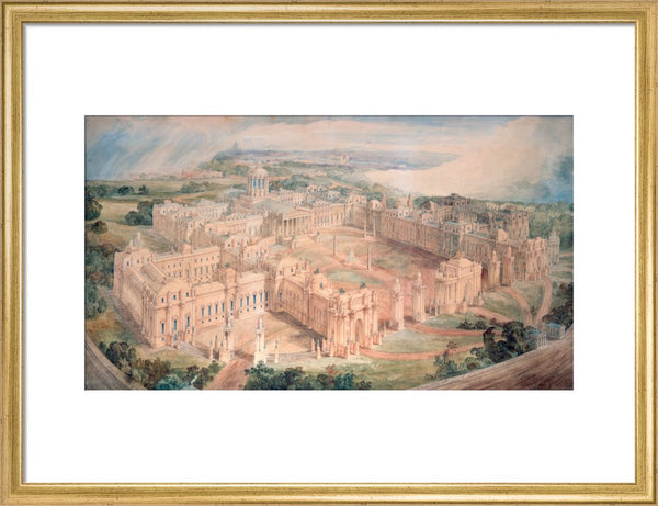 Bird's-eye view of [John Soane's design for] a Royal Palace for Green Park