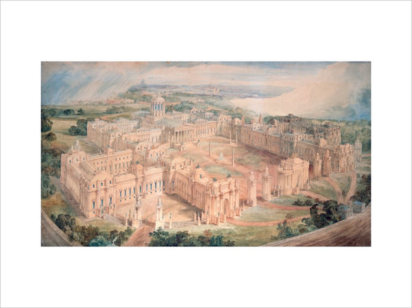 Bird's-eye view of [John Soane's design for] a Royal Palace for Green Park