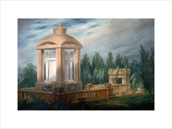 Perspective design showing the Soane family tomb in an imaginary landscape.
