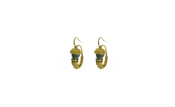 Green Roman Acorn Earrings
