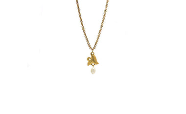 Gold Flower Pearl Drop Necklace