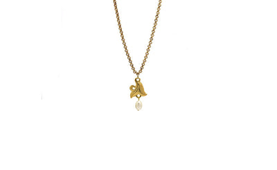 Gold Flower Pearl Drop Necklace