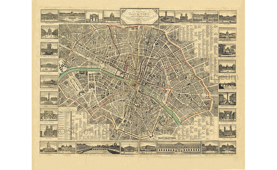 Map of Paris 1818