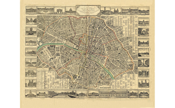 Map of Paris 1818