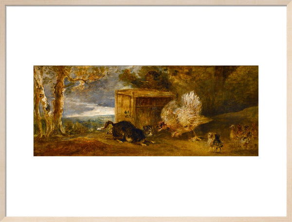 A Hen Defending Her Chickens from the Attack of a Cat