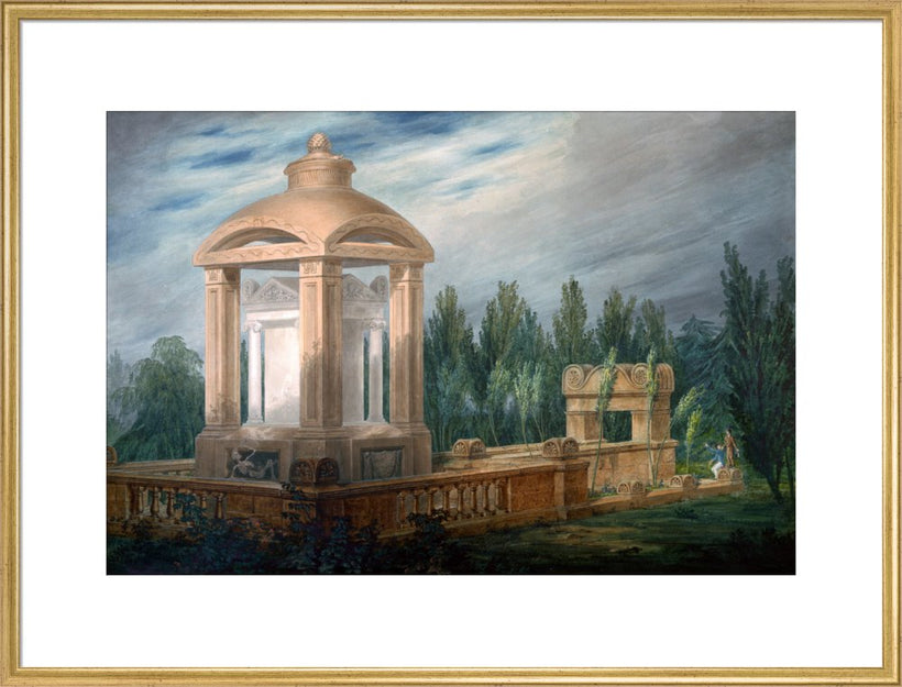 Perspective design showing the Soane family tomb in an imaginary landscape.