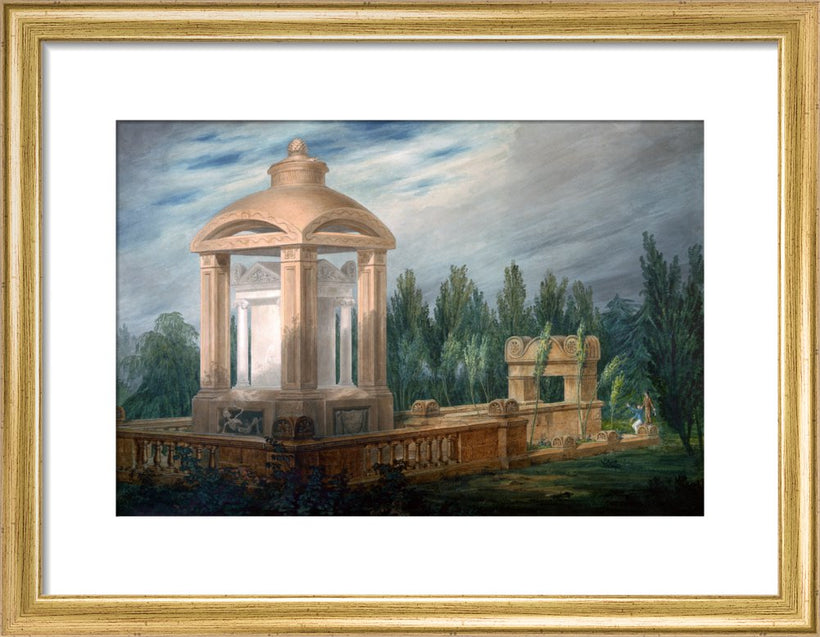 Perspective design showing the Soane family tomb in an imaginary landscape.