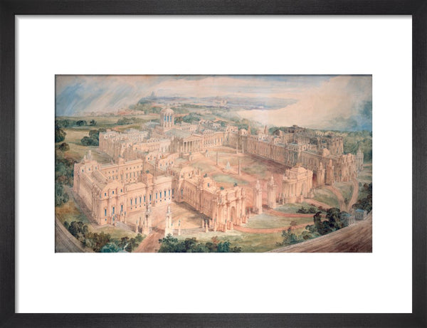 Bird's-eye view of [John Soane's design for] a Royal Palace for Green Park