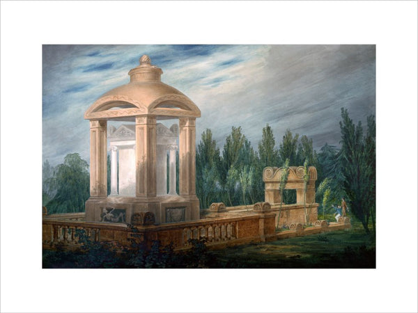 Perspective design showing the Soane family tomb in an imaginary landscape.