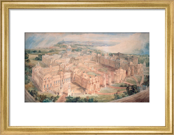 Bird's-eye view of [John Soane's design for] a Royal Palace for Green Park